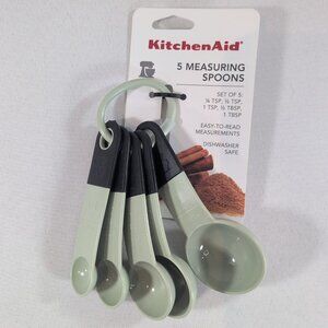 KitchenAid 5 Measuring Spoons KE057OHPICAN Green Black NEW TSP TBSP 1/4 1/2